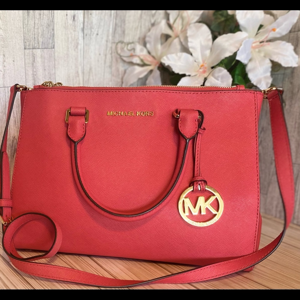 MK Coral Reef Sutton Saffiano Leather Satchel